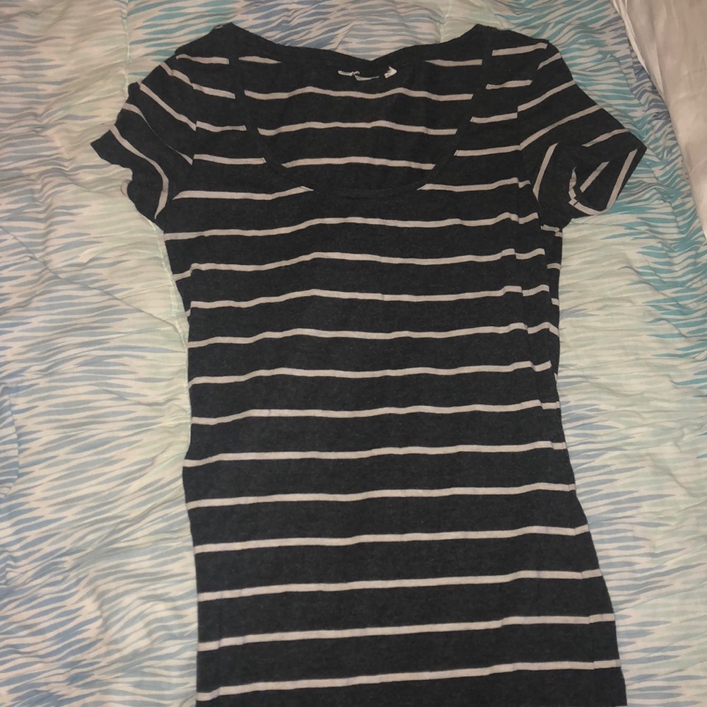 Grey and cream stripped fitted dress